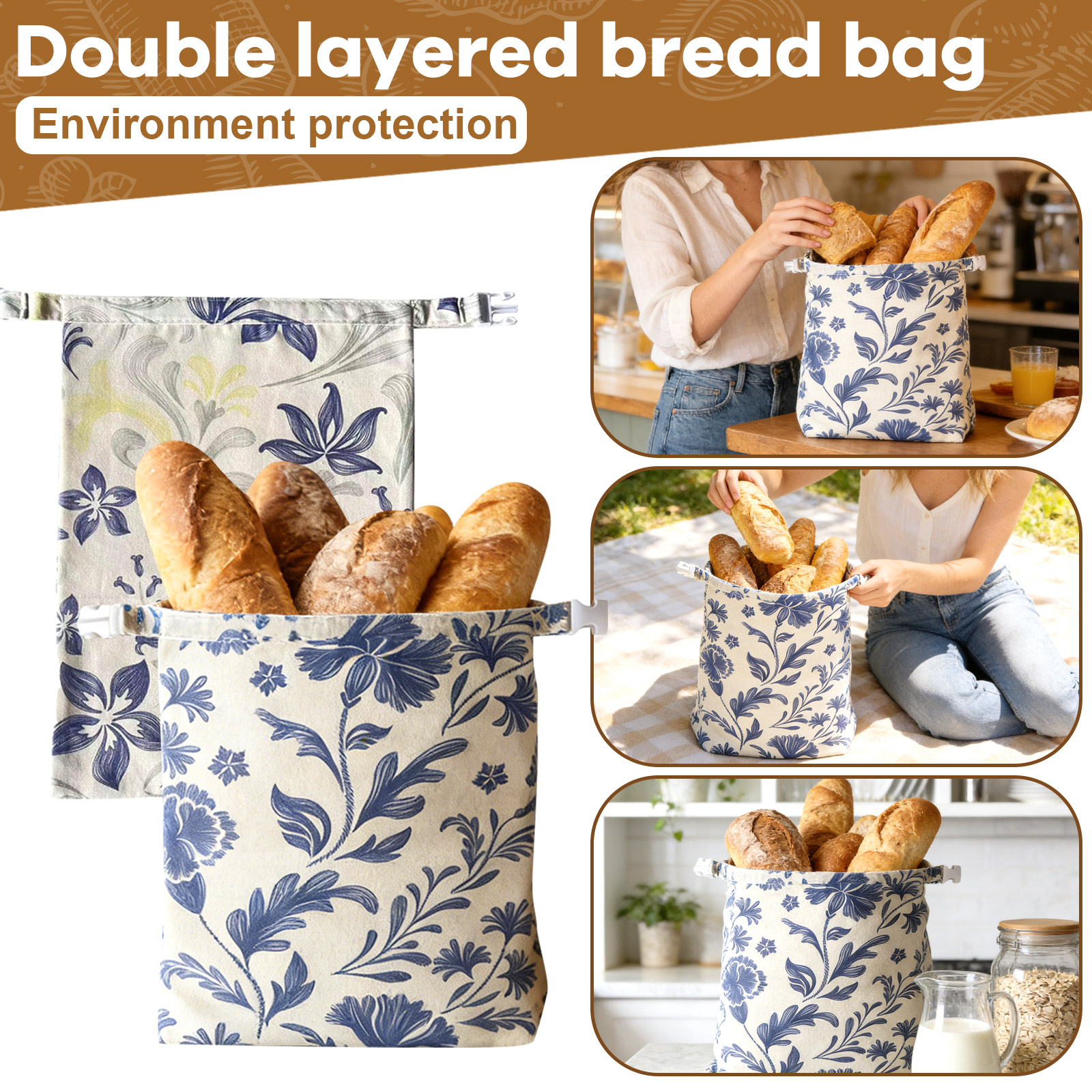 Beeswax Food Cover - Beeswax Reusable Bread Bags,Natural Linen Cotton