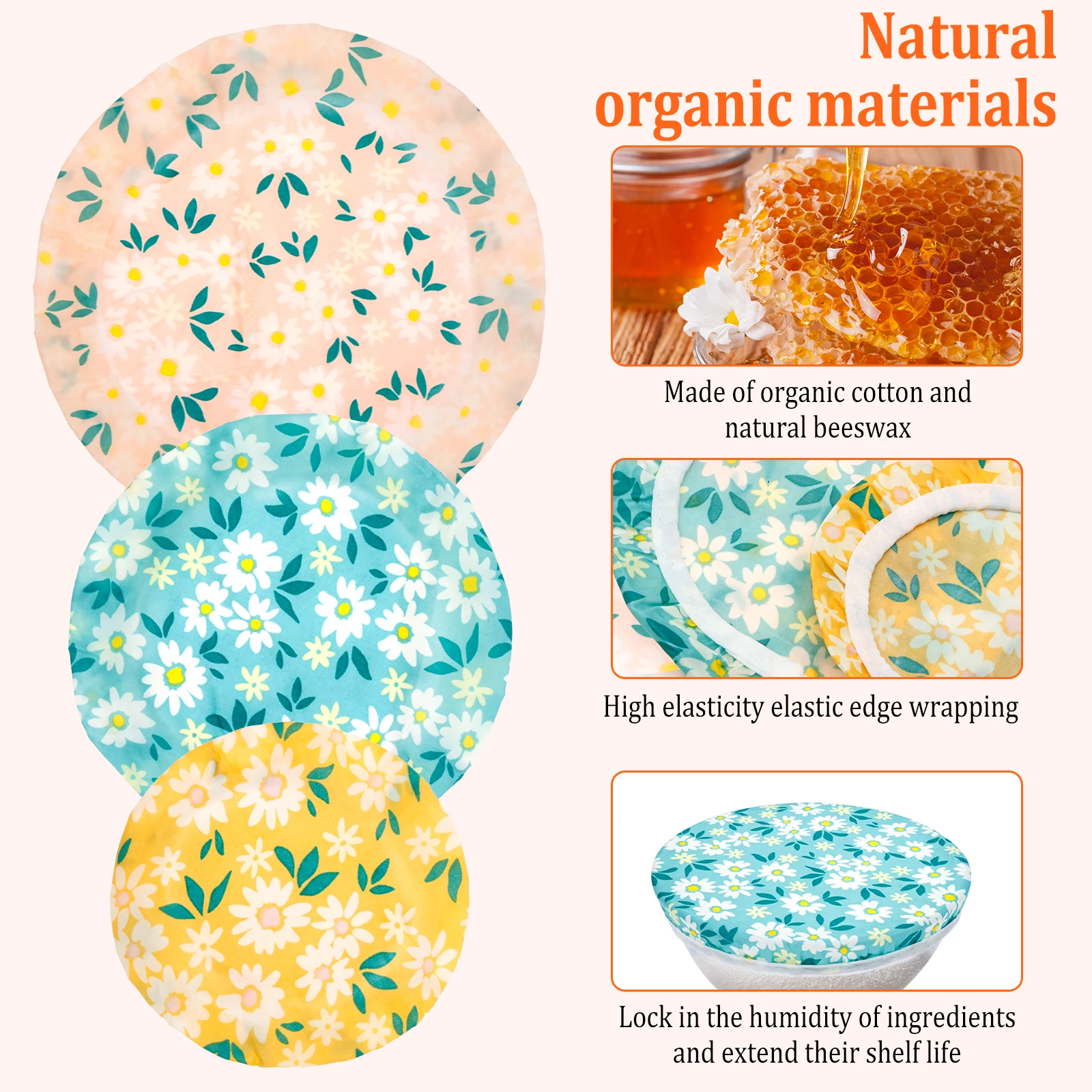 3Pcs Bowl Covers Cotton Beeswa - Beeswax Food Cover のレビューと価格