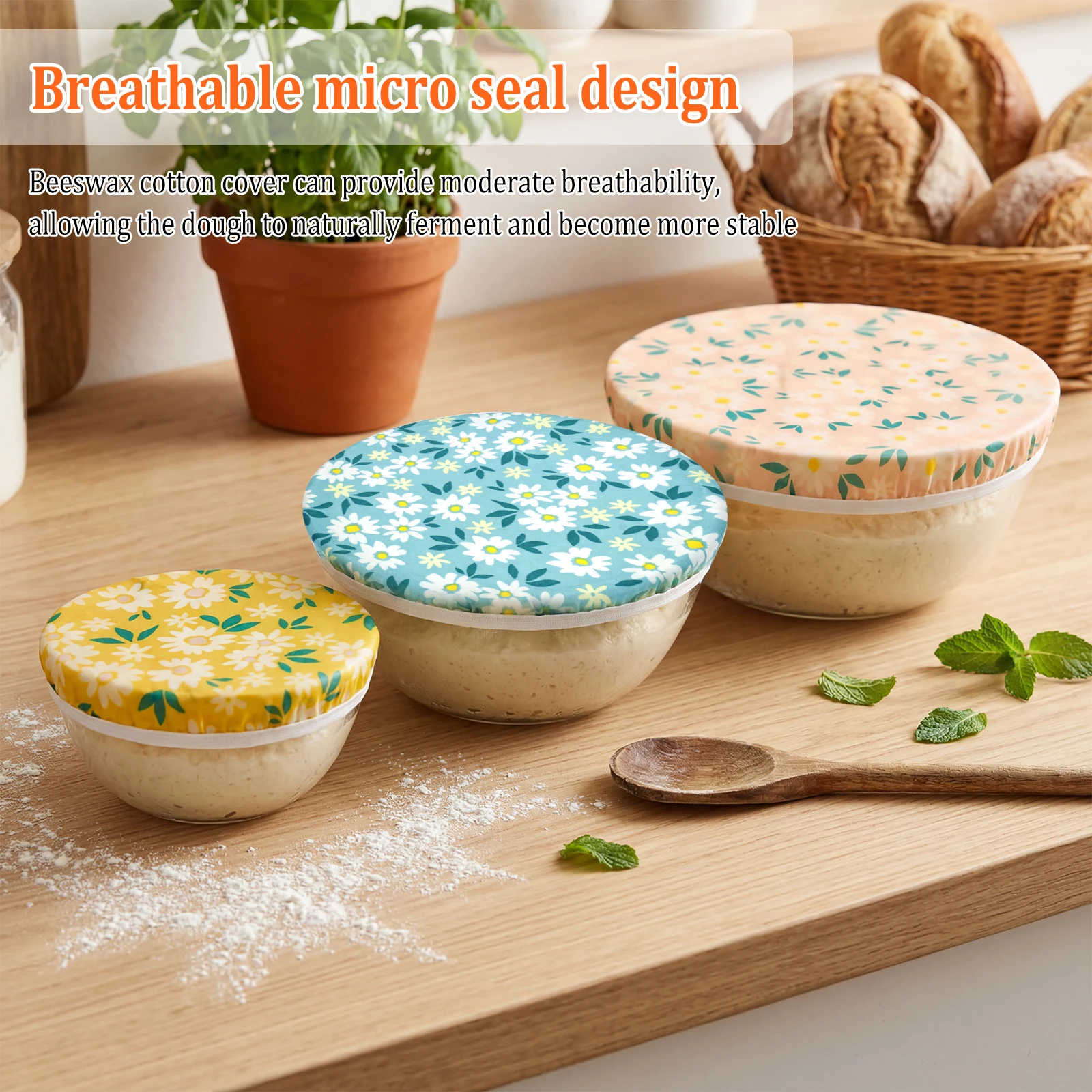 3Pcs Bowl Covers Cotton Beeswa - Beeswax Food Cover のレビューと価格