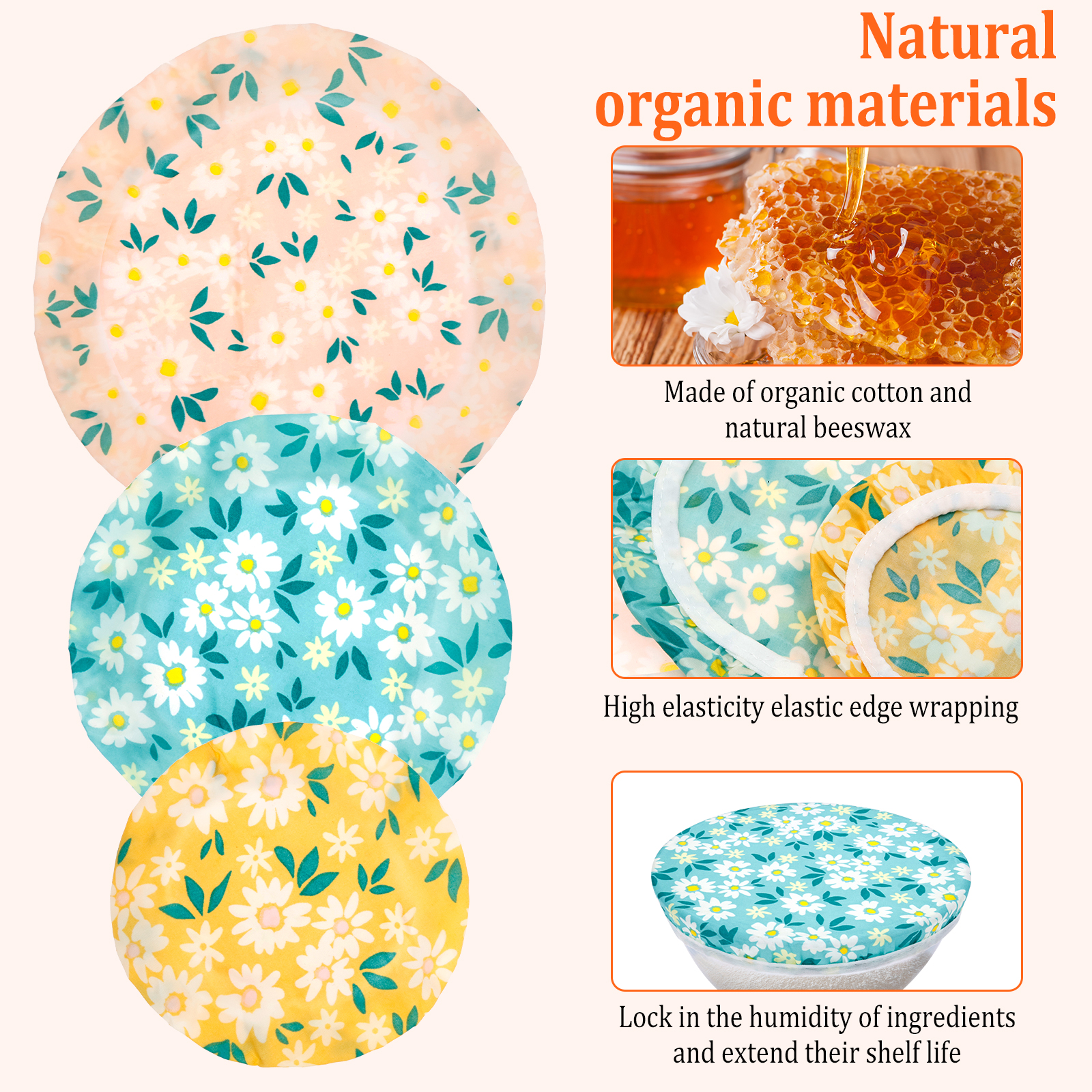 3Pcs Beeswax Bowl Cover Reusab - Beeswax Food Cover のレビューと価格