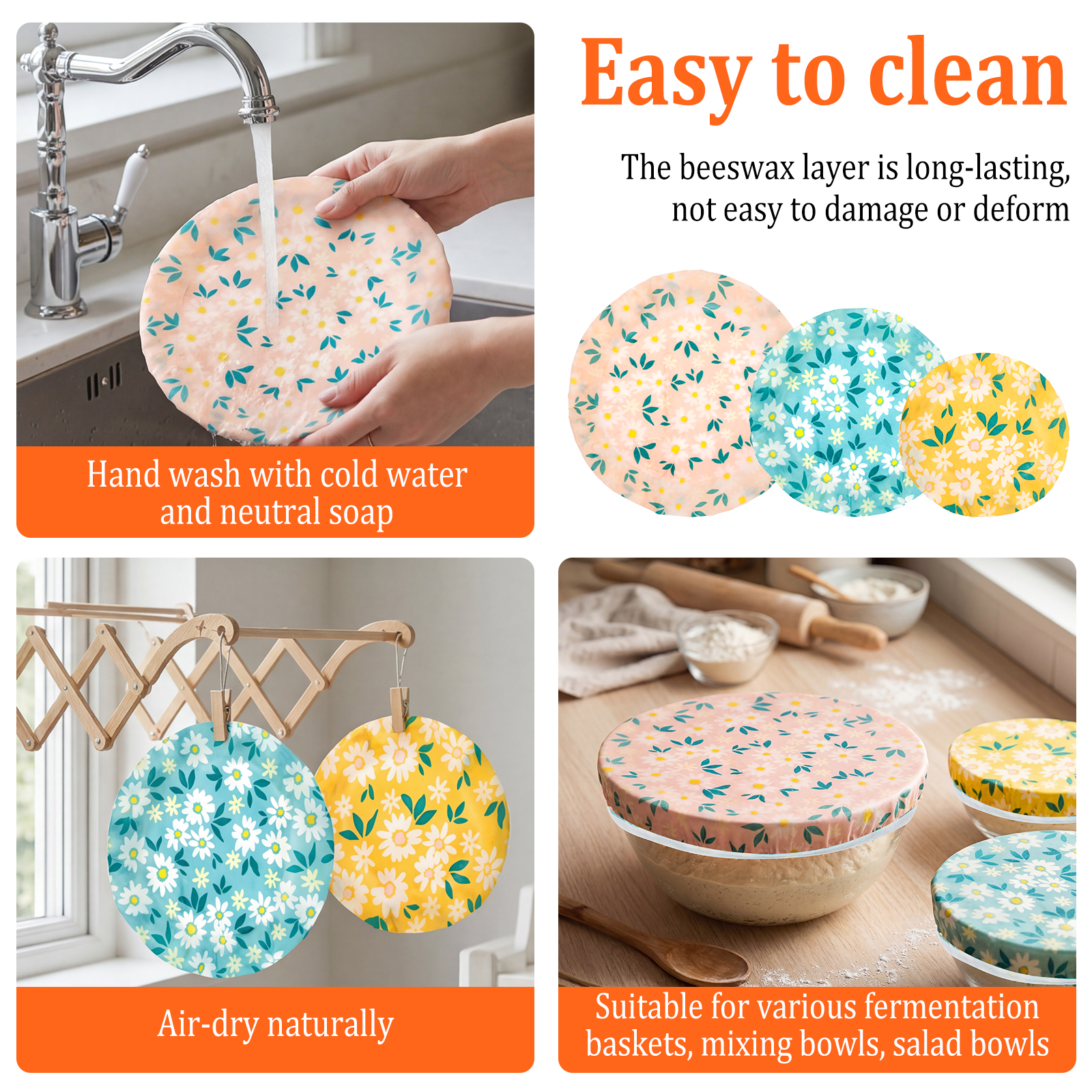 3Pcs Beeswax Bowl Cover Reusab - Beeswax Food Cover のレビューと価格