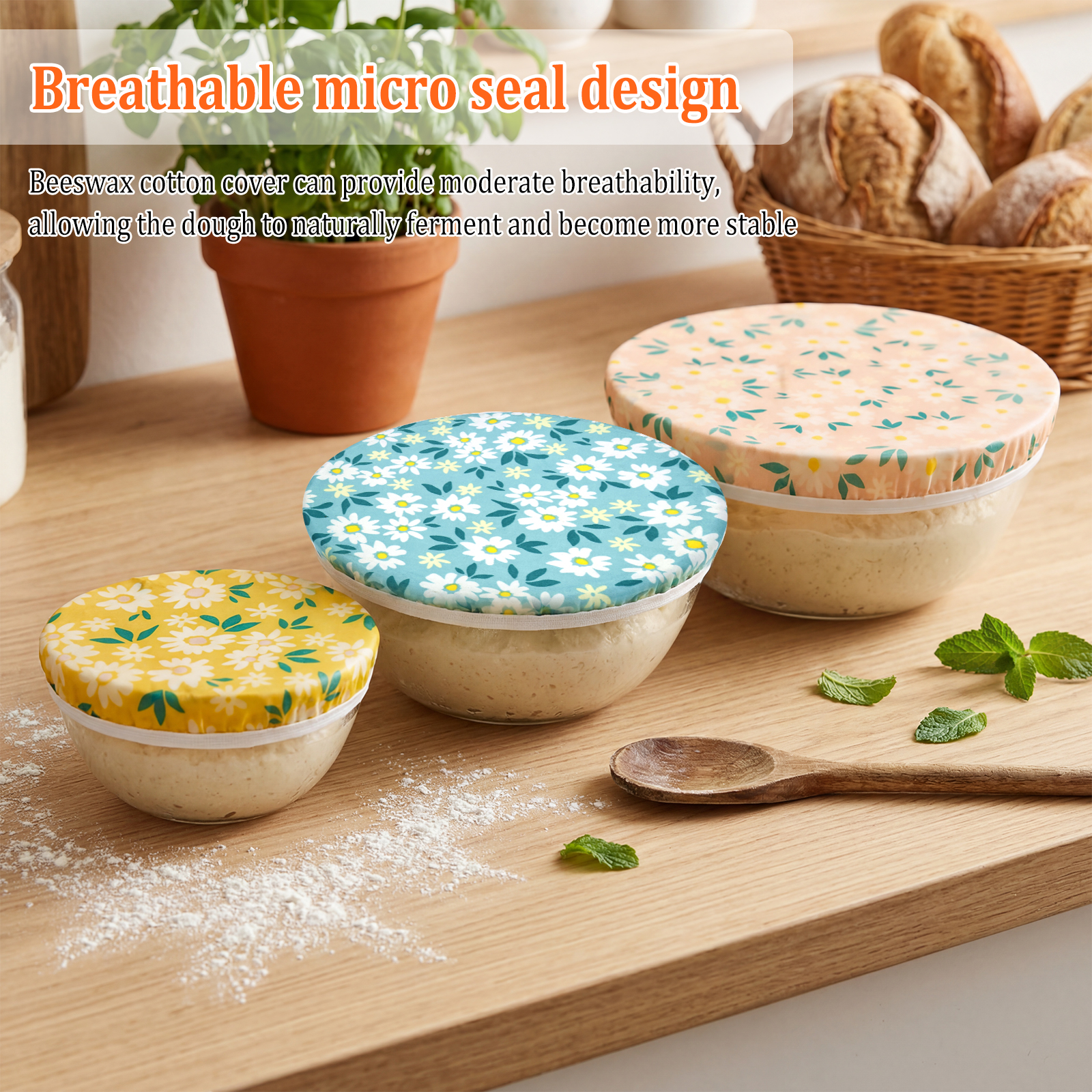 3Pcs Bowl Covers Cotton Beeswa - Beeswax Food Cover のレビューと価格