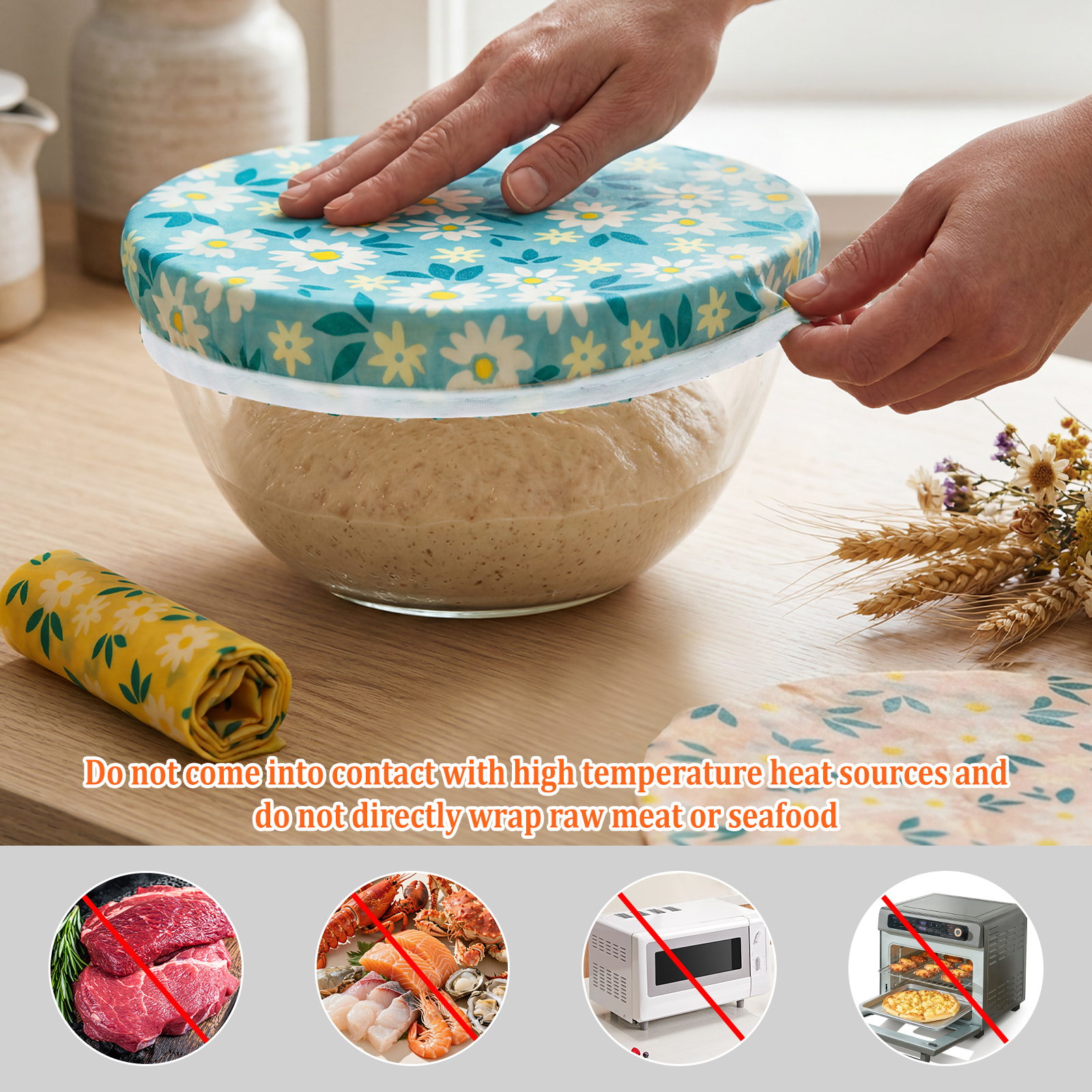3Pcs Bowl Covers Cotton Beeswa - Beeswax Food Cover のレビューと価格